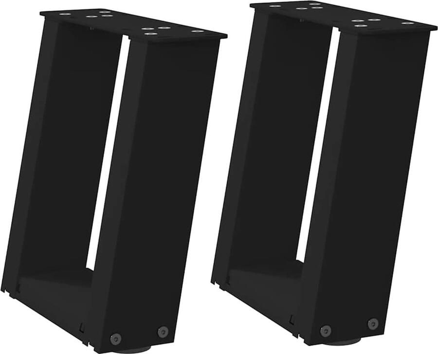 VidaXL Salontafelpoten 2 stuks U-vormig Staal Zwart Salontafel Potten Salontafel Poten Zwart Tafelpoten Industrieel Tafelpoten Metaal Salontafel Onderstel