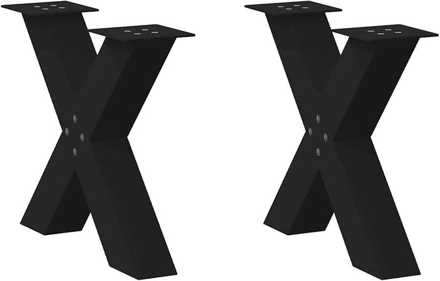 VidaXL Salontafelpoten 2 Stuks Zwart Staal X-Vormig Salontafel Potten Metalen Tafelpoten Zwarte Tafelpoten X-vormige Tafelpoten Salontafel Onderstel