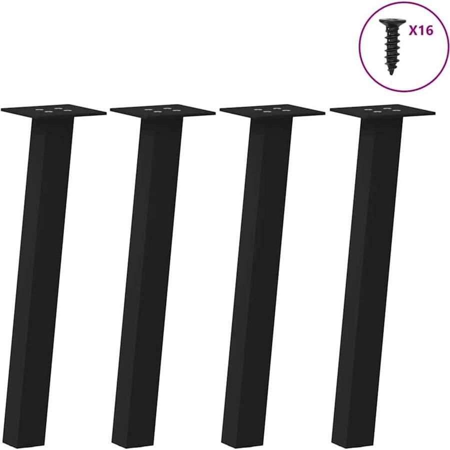 VidaXL Salontafelpoten 30 cm Zwart 4 stuks Salontafel Potten Zwarte Salontafelpoten Metalen Salontafelpoten Salontafel Onderstel Tafelpoten Set