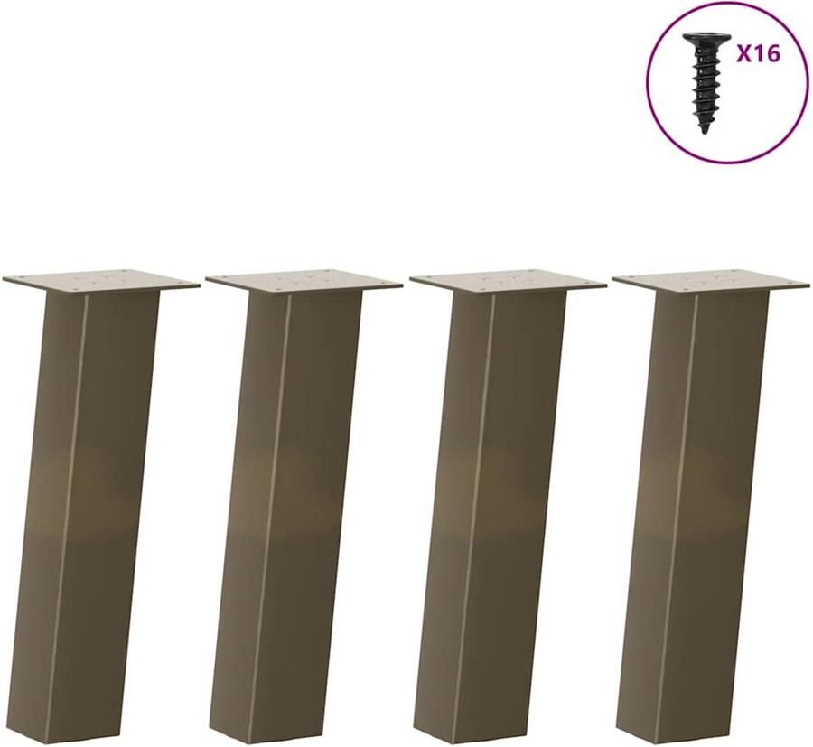 VidaXL Salontafelpoten 4 st 42 cm staal naturel Salontafel Potten Staal Salontafelpoten Moderne Salontafelpoten Industrieel Salontafelpoten Salontafel Onderstel