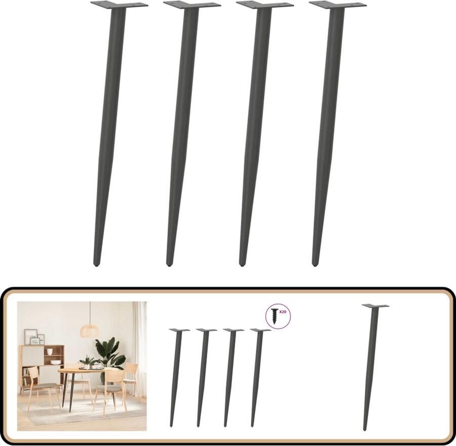 VidaXL Salontafelpoten 4 stuks Antraciet Staal Salontafel Potten Salontafelbenen Metalen Salontafelpoten Antraciet Salontafelpoten Vintage Salontafelpoten