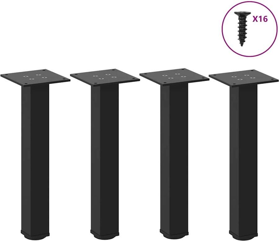 VidaXL Salontafelpoten 42-44 cm Staal Zwart Salontafel Potten Zwarte Salontafelpoten Metalen Salontafelpoten Salontafel Onderstel Tafelstijlen Modern
