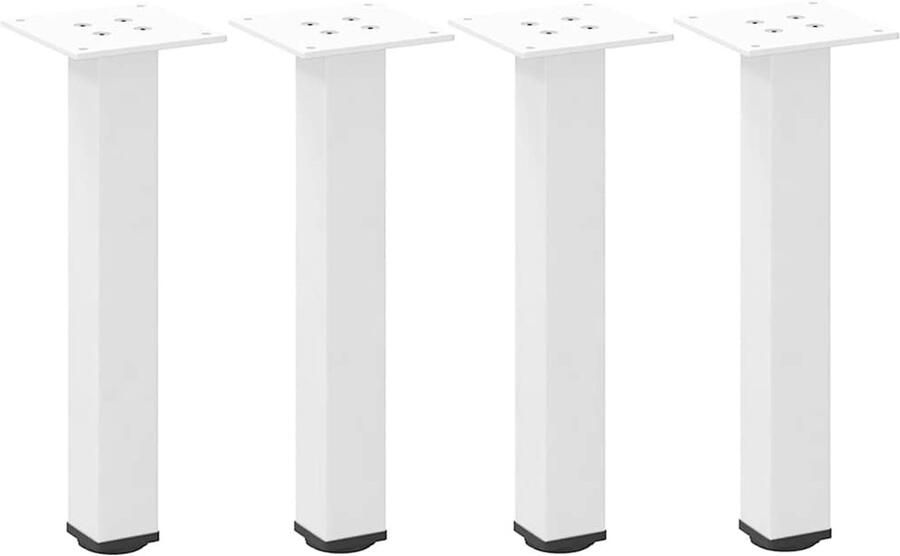 The Living Store Salontafelpoten 4 st 42-44 cm staal wit Salontafel Potten Salontafel Poten Wit Tafelpoten Modern Staal Tafelpoten Adjustable Table Legs - Foto 2