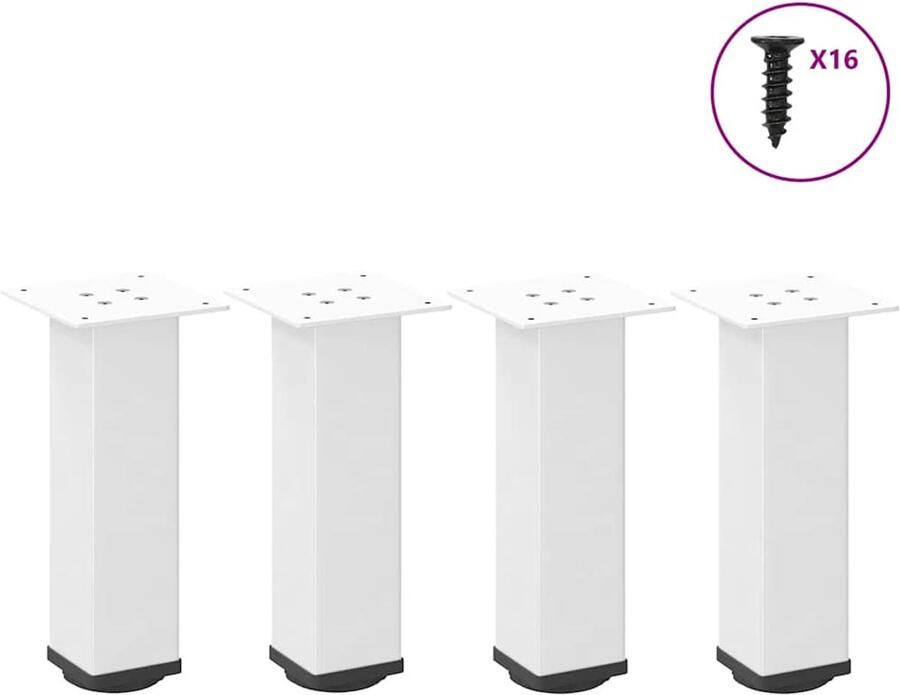 The Living Store Salontafelpoten 4 st 42-44 cm staal wit Salontafel Potten Salontafels Poten Tafelpoten Witte Tafelpoten Metalen Tafelpoten - Foto 2