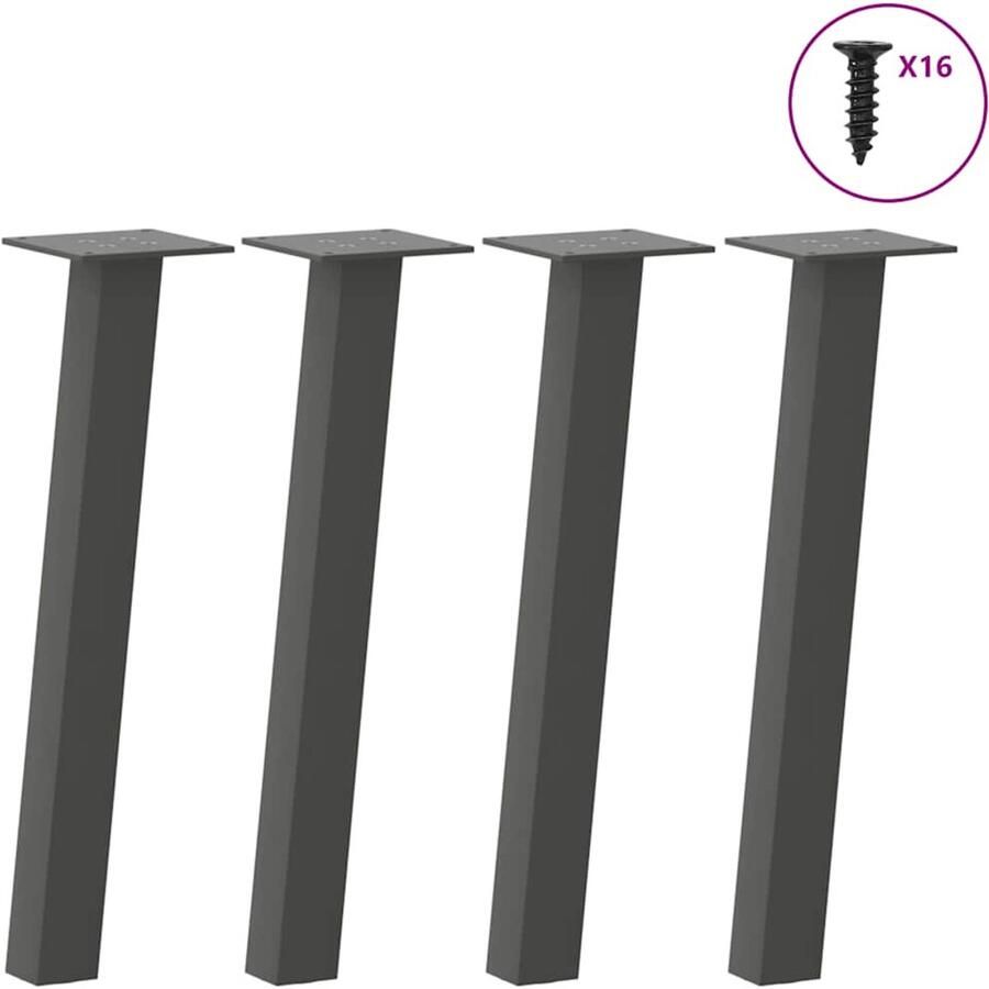 VidaXL Salontafelpoten 42 cm Staal Antraciet Salontafel Potten Tafelstijlen Moderne Tafellampen Metalen Tafelpoten Zwart Tafelvoet