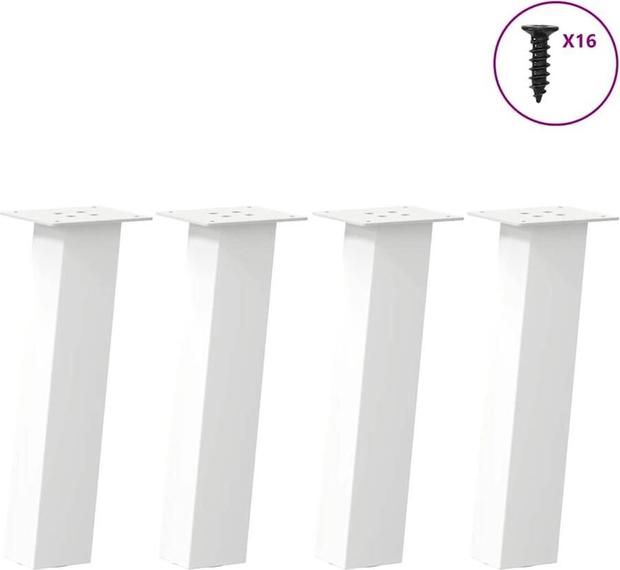 The Living Store Salontafelpoten 4 st 42 cm staal wit Salontafel Potten Staal Tafelpoten Witte Tafelpoten Moderne Tafelpoten Design Tafelpoten - Foto 2