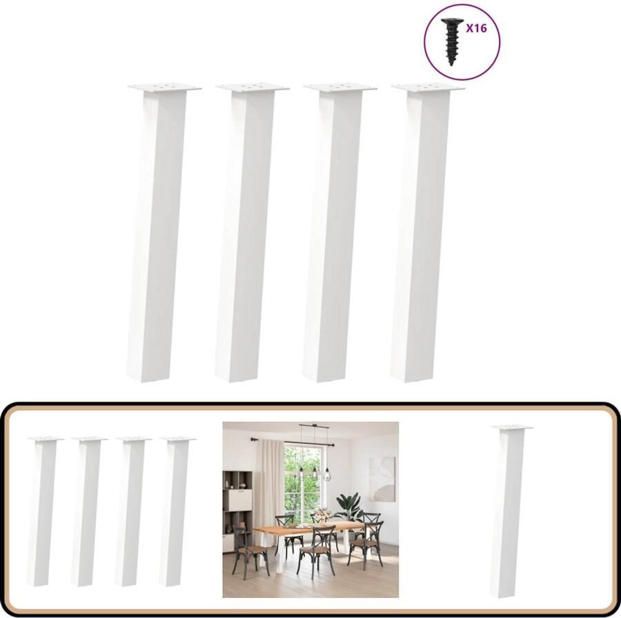 VidaXL Salontafelpoten 72 cm Wit Staal Set van 4 Salontafelpoten Salontafels Tafelpoten Houten Tafelpoten Metalen Tafelpoten