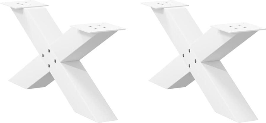 VidaXL Salontafelpoten set X-vormig Wit Staal Salontafel Potten Metalen Tafelpoten Witte Tafelpoten X-vormige Tafelpoten Salontafel Onderstel