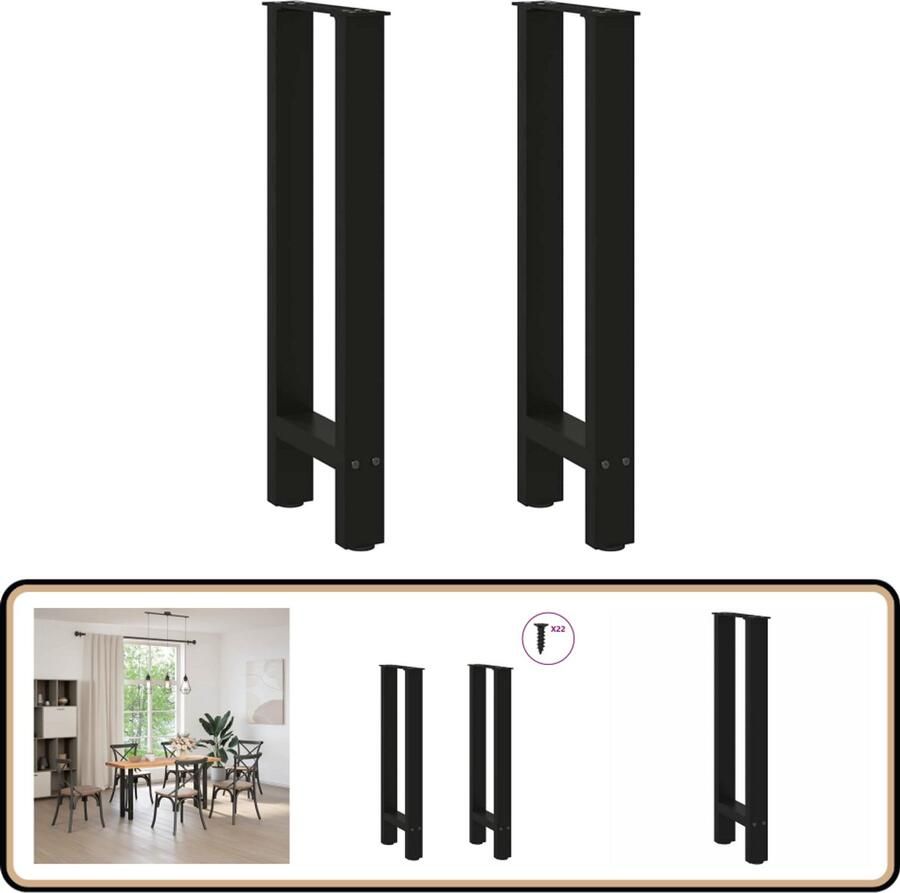 VidaXL Salontafelpoten Staal Zwart 2 stuks Salontafelpoten Salontafels Metalen Meubilair Zwarte Meubels Industrieel Design