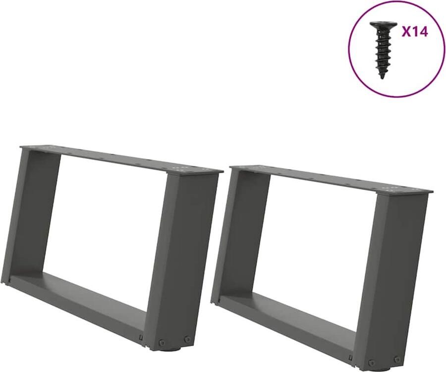 VidaXL Salontafelpoten U-vormig 2 st Antraciet Salontafel Potten Metalen Tafelpoten Industriële Tafelpoten Moderne Tafelpoten Set
