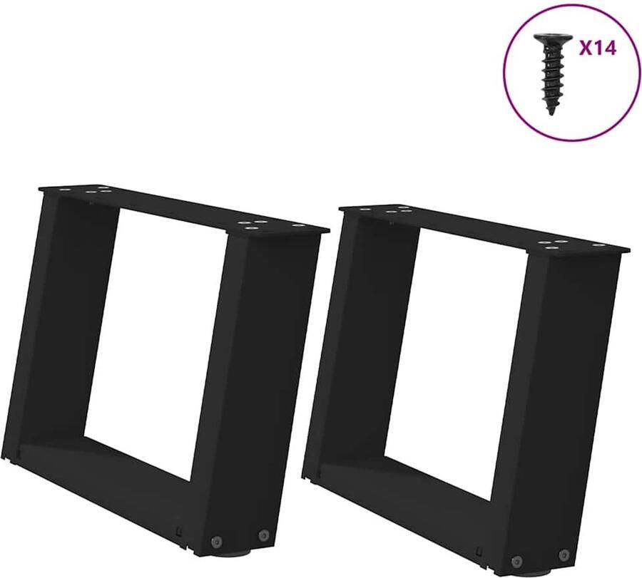 VidaXL Salontafelpoten U-vormig 40x30-31 cm Zwart Salontafel Potten Tafelpoten Zwart Metalen Tafelpoten Industriële Tafelpoten U-vormige Tafelpoten