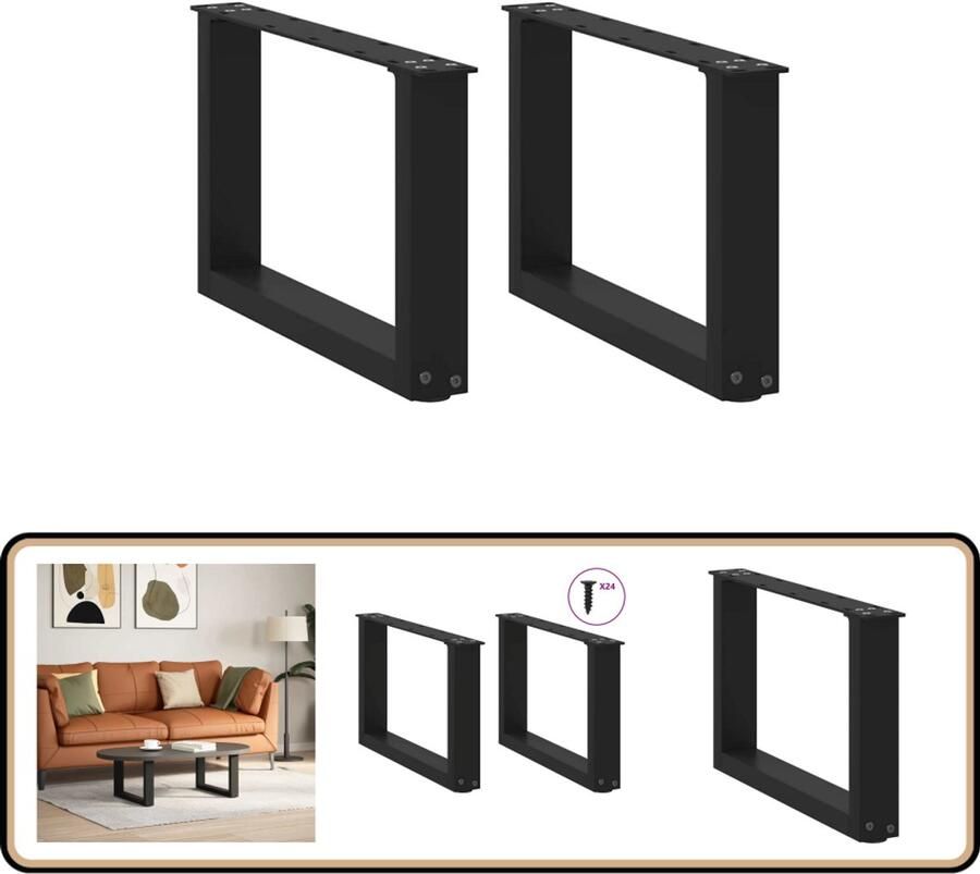 VidaXL Salontafelpoten U-vormig 50x31 cm Zwart Salontafel Potten Salontafel Poten Zwart Tafelpoten Modern Tafelpoten Staal Salontafel Onderstel