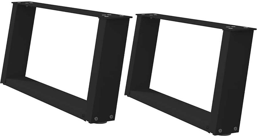 VidaXL Salontafelpoten U-vormig 70x30-31 cm Staal Zwart Salontafel Potten Metalen Tafelpoten Zwarte Tafelpoten U-vormige Tafelpoten Salontafel Onderstel