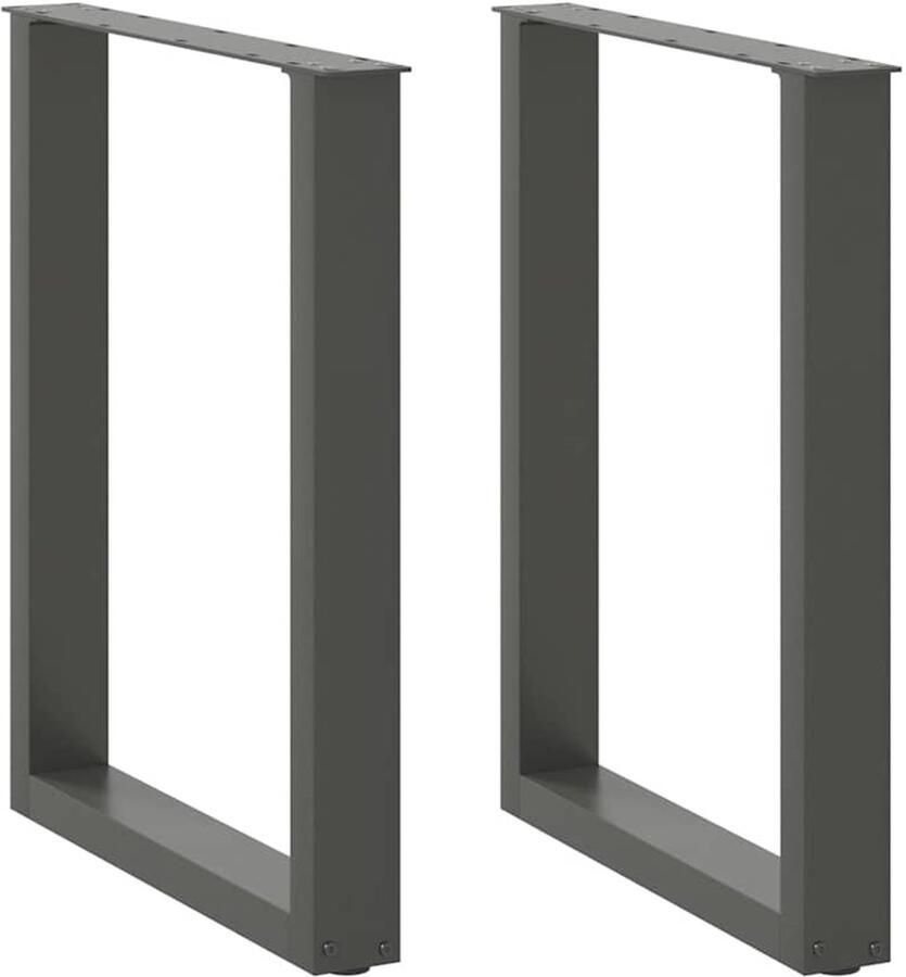 VidaXL Salontafelpoten U-vormig staal antraciet Eetkamerstoel Eetkamerset Tafelvoet Staal Meubilair Zwarte Tafelpoten