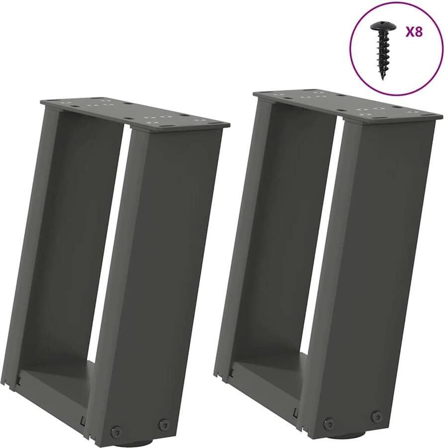 VidaXL Salontafelpoten U-vormig Staal Antraciet Salontafelpoten Metalen Tafelpoten Salontafels Tafelvoet Modern Design