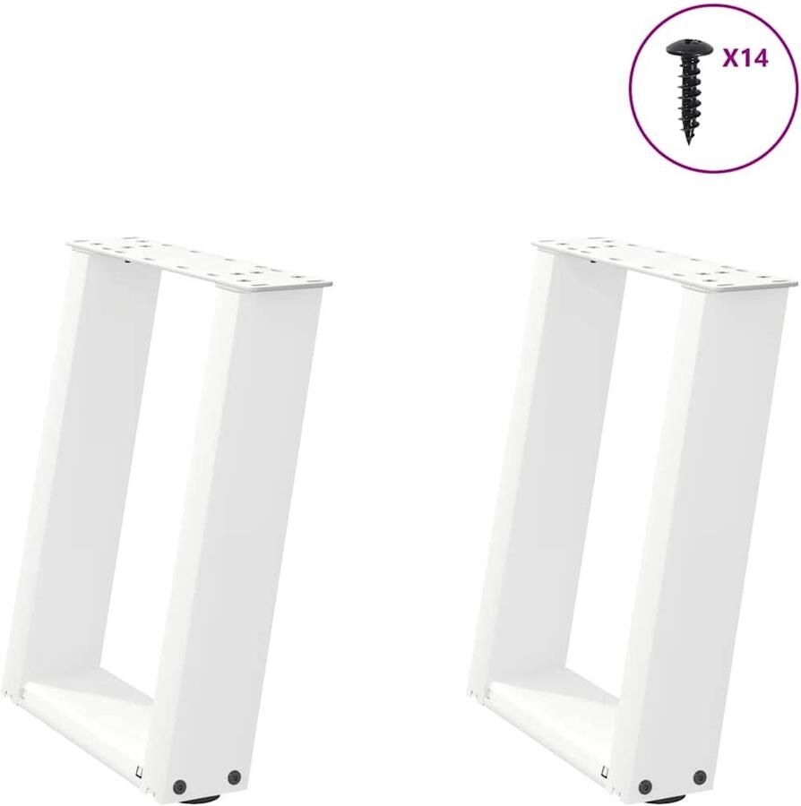 VidaXL Salontafelpoten U-vormig Staal Wit 2 stuks Salontafel Potten Metalen Tafelpoten Set Salontafel Onderstel Meubels Accessoires