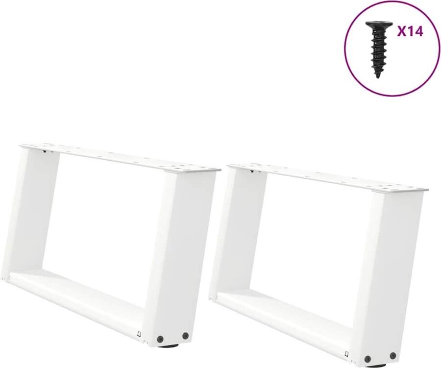 VidaXL Salontafelpoten U-Vormig Staal Wit Salontafel Potten Metalen Tafelpoten Witte Tafelpoten U-vormige Tafelpoten Salontafel Onderstel