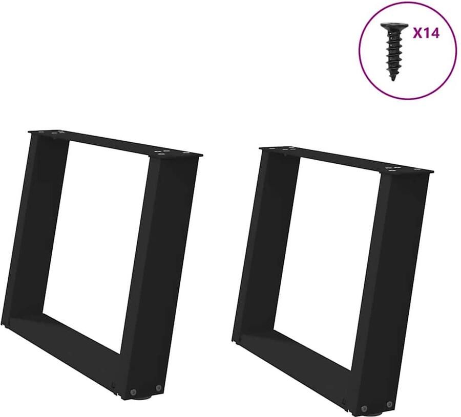 VidaXL Salontafelpoten U-vormig Staal Zwart Salontafel Potten Zwarte Tafelpoten Staal Moderne Tafelpoten U-vormige Tafelpoten