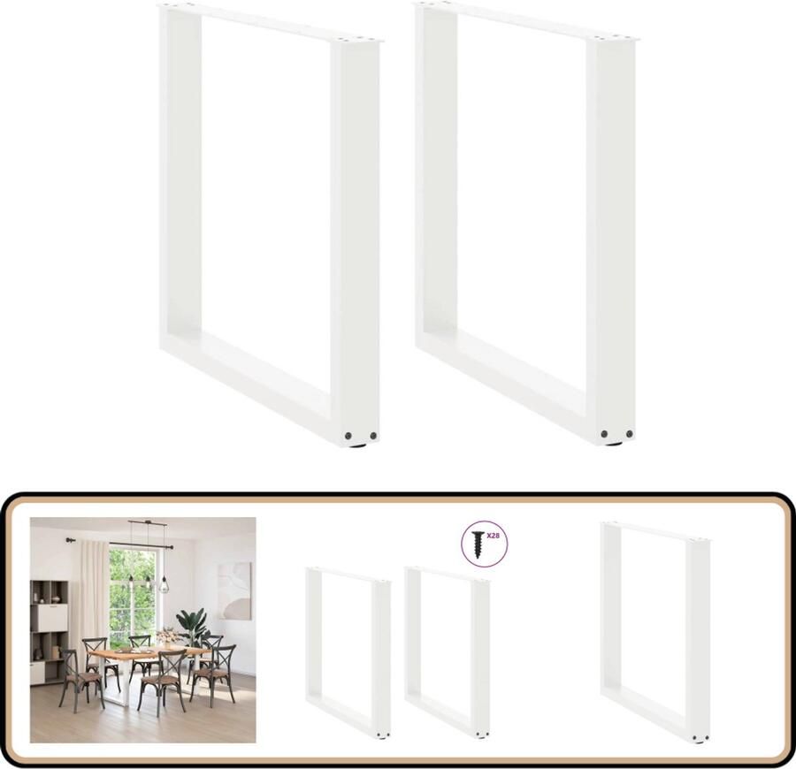 VidaXL Salontafelpoten U-vormig wit 2 stuks Eettafelpoten Tafelpoten Eetkamerstoel Keukenstoelen Meubilair