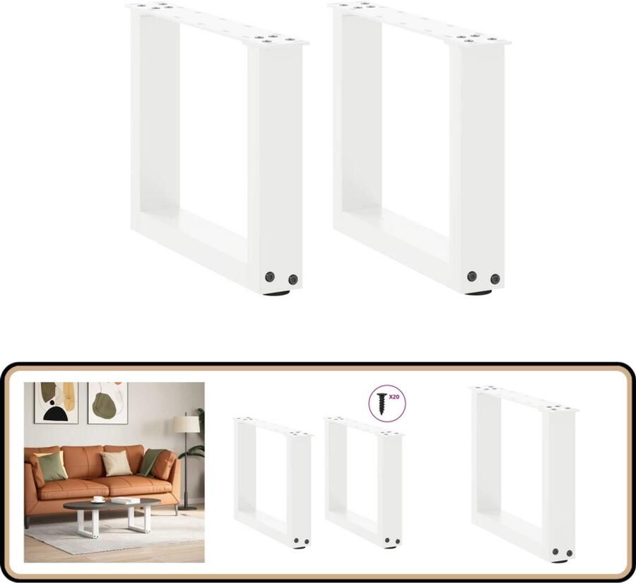 VidaXL Salontafelpoten U-vormig Wit Set van 2 Salontafel Potten Salontafel Poten Wit Tafelpoten U-vormig Staal Tafelpoten Meubilair Accessoires