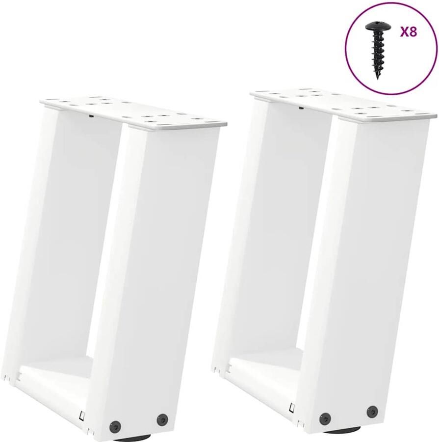 VidaXL Salontafelpoten U-vormig Wit Staal 30x31 cm Salontafel Potten Metalen Tafelpoten Set Witte Tafelpoten Industriële Tafelpoten