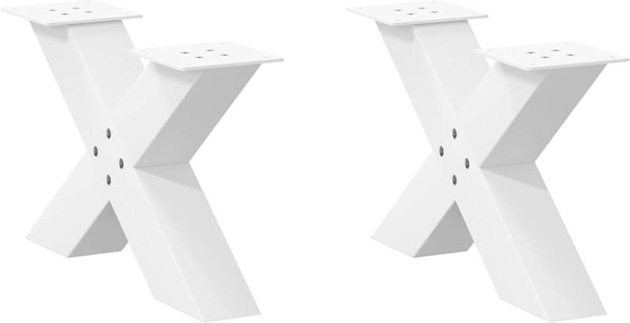 VidaXL Salontafelpoten Wit Staal X-vormig Set van 2 Salontafel Potten Metalen Tafelpoten X-vormige Tafelpoten Witte Tafelpoten Salontafel Onderstel - Foto 2