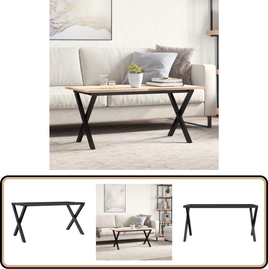 VidaXL Salontafelpoten X-frame Gietijzer Zwart Salontafel Potten Tafelpoten Gietijzeren Tafelpoten Zwarte Tafelpoten Industriële Tafelpoten