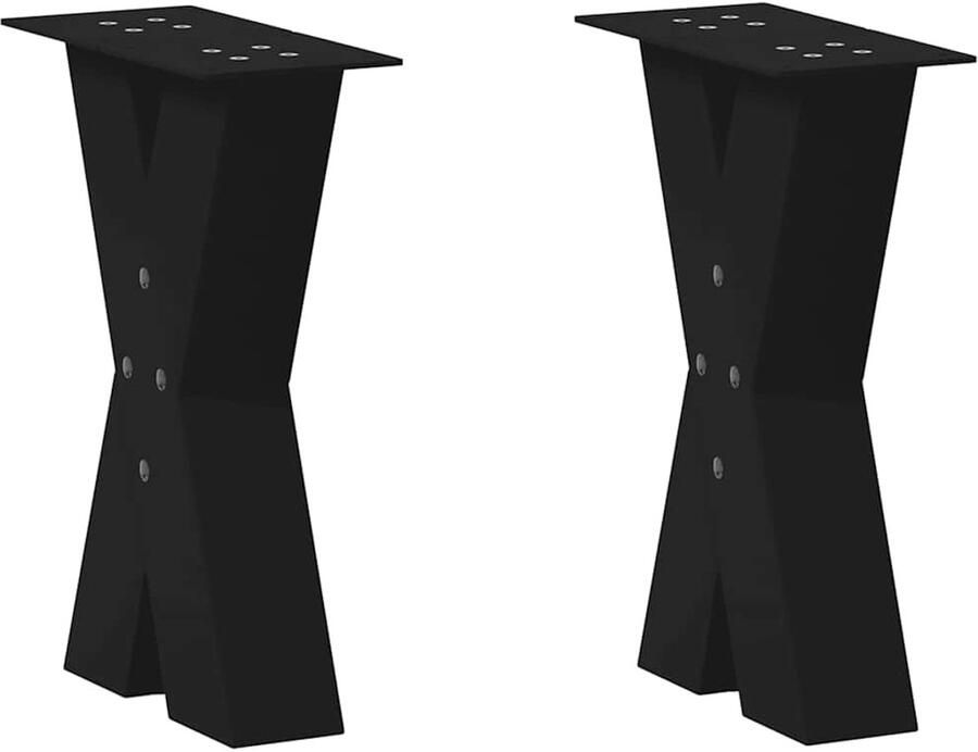 VidaXL Salontafelpoten X-vormig 28x43 cm Zwart Salontafel Potten Zwarte Tafelpoten Metalen Tafelpoten X-vormige Tafelpoten Salontafel Onderstel