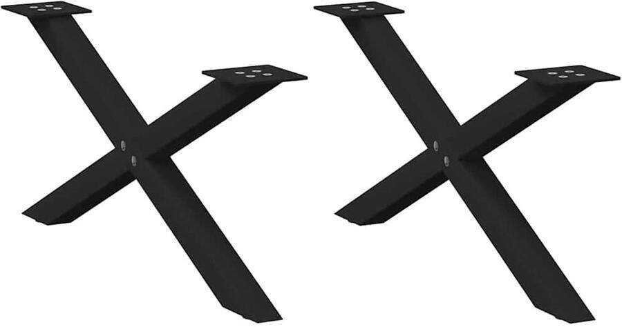 VidaXL Salontafelpoten X-vormig 70x31 cm Zwart 2 Stuks Salontafel Potten Zwarte Tafelpoten Metalen Tafelpoten X-vormige Tafelpoten Salontafel Onderstel