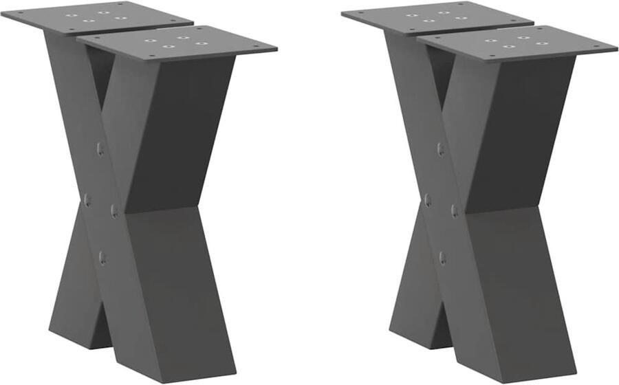 VidaXL Salontafelpoten X-vormig Antraciet staal Salontafel Potten Metalen Tafelpoten X-vormige Tafelpoten Zwarte Tafelpoten Industriële Tafelpoten