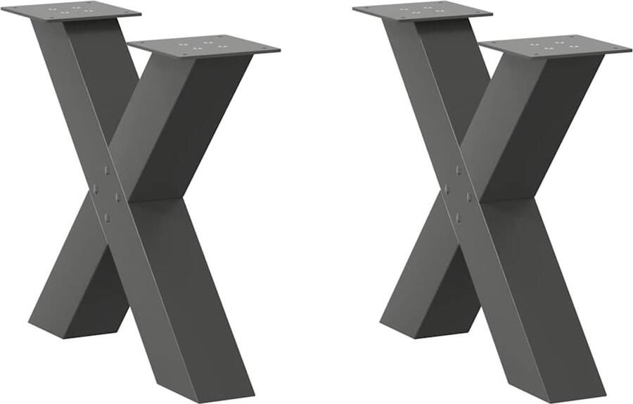 VidaXL Salontafelpoten X-vormig Staal 2 stuks Salontafel Potten Metalen Tafelpoten X-vormige Tafelpoten Salontafel Onderstel Tafelpoten Zwart