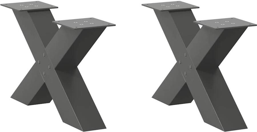 VidaXL Salontafelpoten X-vormig Staal Antraciet Salontafel Potten Metalen Tafelpoten X-vormige Tafelpoten Industrieel Meubilair Salontafel Onderstel