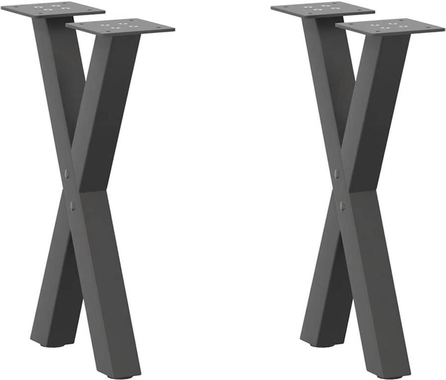 VidaXL Salontafelpoten X-vormig Staal Antraciet Salontafel Potten Metalen Tafelpoten X-vormige Tafelpoten Zwarte Tafelpoten Industriële Tafelpoten