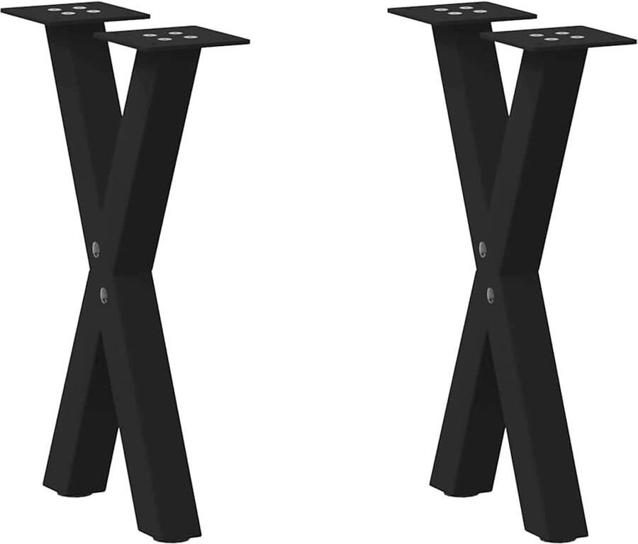 VidaXL Salontafelpoten X-vormig Staal Zwart Salontafel Potten Zwarte Tafelpoten Metalen Tafelpoten X-vormige Tafelpoten Industriële Tafelpoten