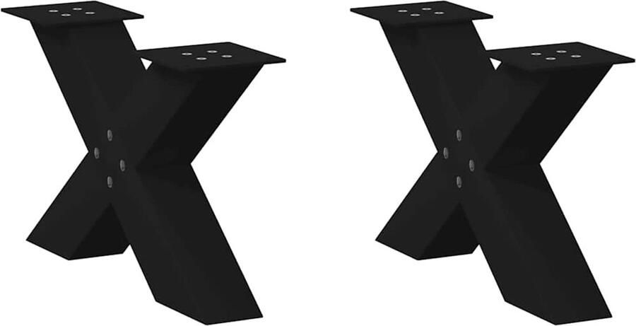 VidaXL Salontafelpoten X-vormig Staal Zwart Salontafel Potten Zwarte Tafelpoten Set Metalen Tafelpoten Industriële Tafelpoten