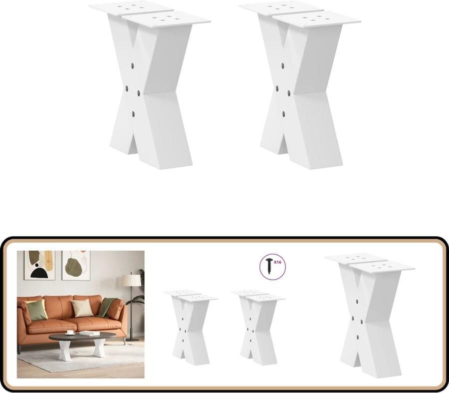 VidaXL Salontafelpoten X-vormig Wit Staal 40x31cm Salontafel Potten Metalen Tafelpoten Witte Tafelpoten X-vormige Tafelpoten Salontafel Onderstel