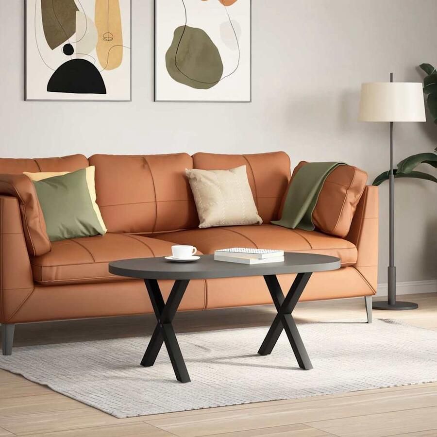 VidaXL Salontafelpoten X-vormig Zwart Staal 2 stuks Salontafel Potten Metalen Tafelpoten Zwarte Tafelpoten X-vormige Tafelpoten Industrieel Meubilair