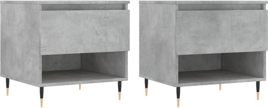 VidaXL Salontafels Set van 2 Betongrijs 50x46x50 cm Salontafel Bijzettafels Houten Salontafel Grijze Salontafel Modern Design Multifunctioneel Meubel Opbergruimte Living Room Furniture