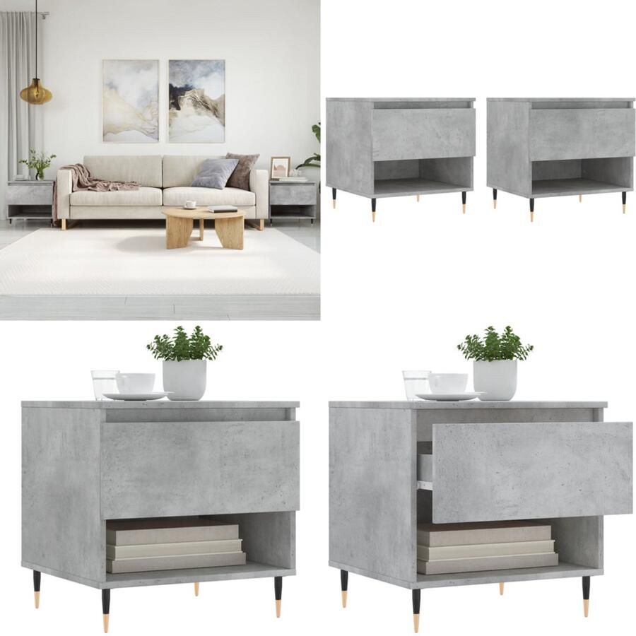 The Living Store Salontafels Trendy Bijzettafel 50 x 46 x 50 cm Betongrijs Salontafel Bijzettafel Beton Grijs Houten Salontafel Trendy Salontafel