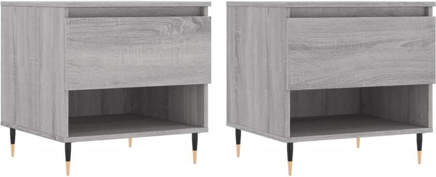 VidaXL Salontafels 2 st 50x46x50 cm bewerkt hout grijs sonoma eiken Salontafel Salontafels Tafel Bijzettafel