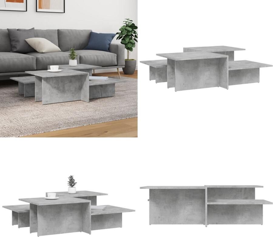VidaXL Salontafels 2 st bewerkt hout betongrijs Salontafel Salontafels Tafel Bijzettafel