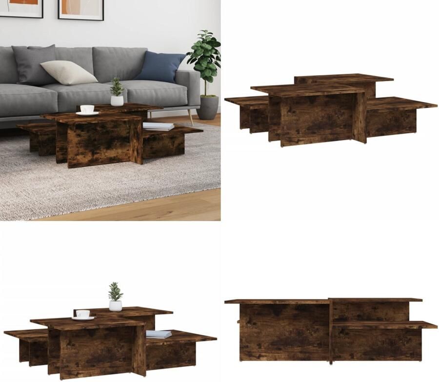 VidaXL Salontafels 2 st bewerkt hout gerookt eikenkleurig Salontafel Salontafels Tafel Bijzettafel