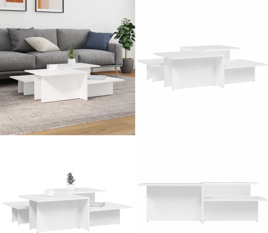 VidaXL Salontafels 2 st bewerkt hout wit Salontafel Salontafels Tafel Bijzettafel