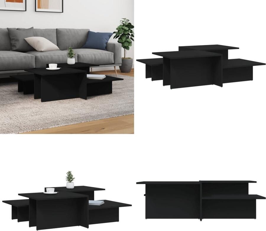 VidaXL Salontafels 2 st bewerkt hout zwart Salontafel Salontafels Tafel Bijzettafel