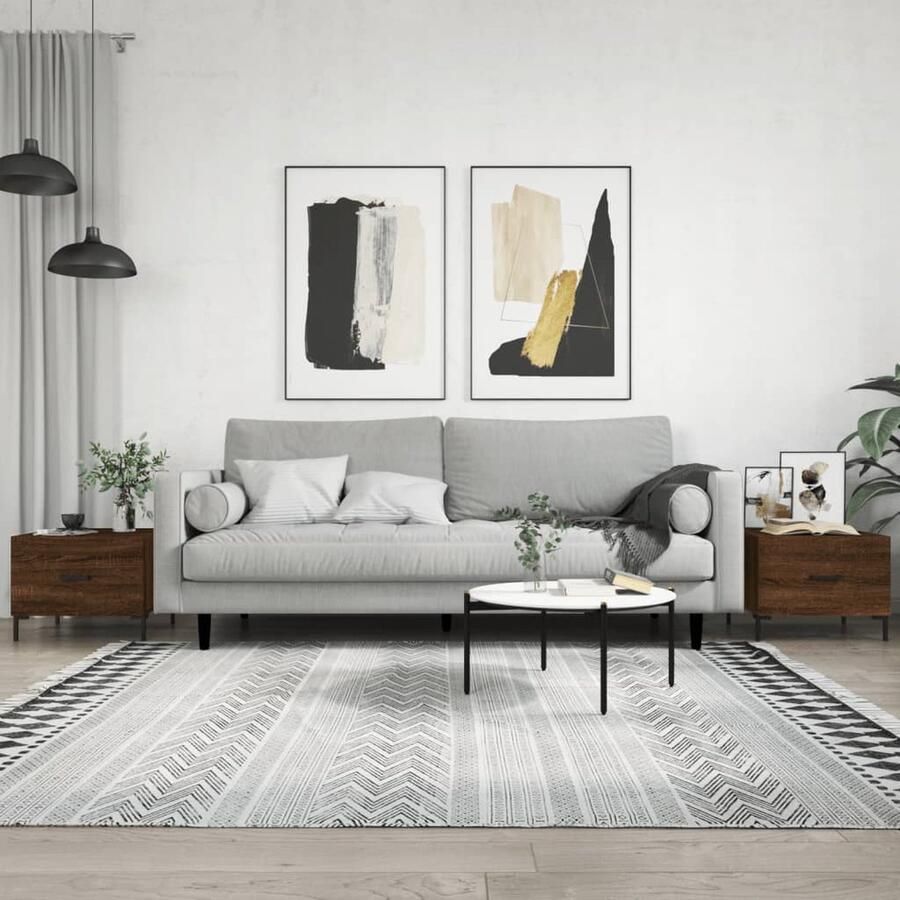 VidaXL Salontafels 2 st Bruineiken 50x50x40 cm Salontafel Bijzettafel Houten Salontafel Salontafeltje Bruine Eiken Meubilair Kastanje Kleur Meubelen Stoere Salontafel - Foto 2