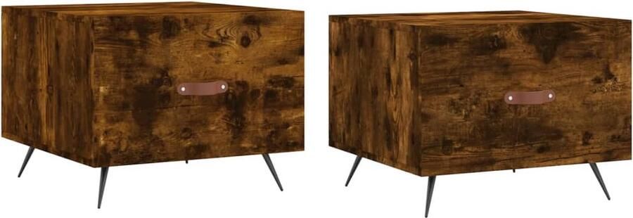 VidaXL Salontafels 2 st Gerookt Eiken 50x50x40 cm Salontafel Bijzettafels Houten Meubilair Modern Interieur Bruine Meubelen Kleine Salontafels