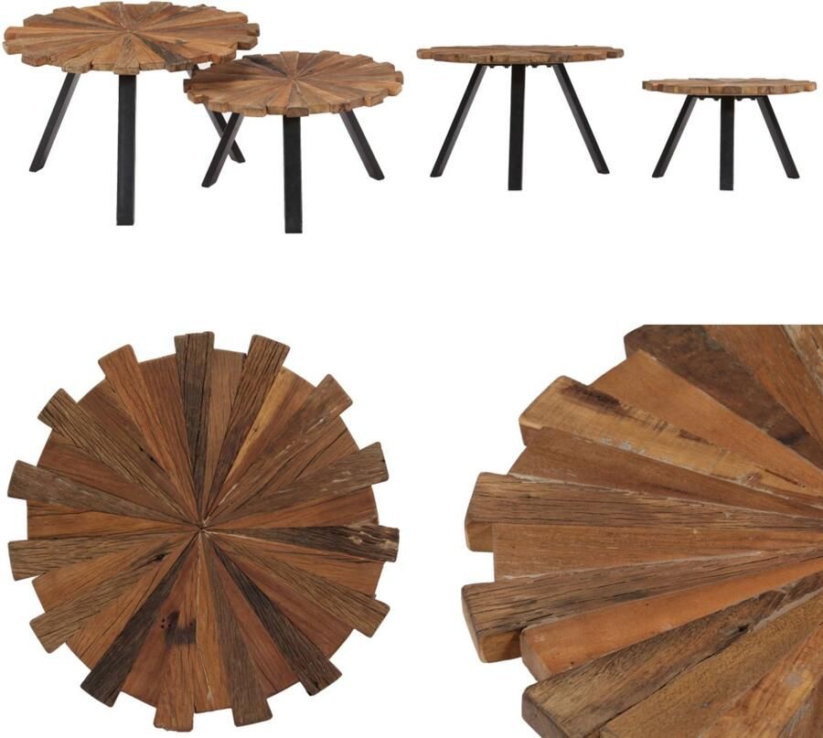 VidaXL Salontafels 2 st massief gerecycled hout Salontafel Salontafels Tafel Tafels
