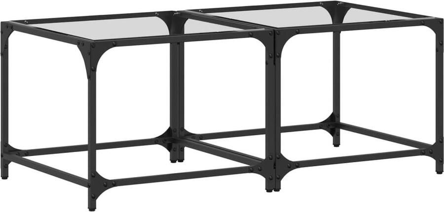 VidaXL Salontafels 2 st met glazen blad en staal Salontafel Salontafels Bijzettafel Banktafel