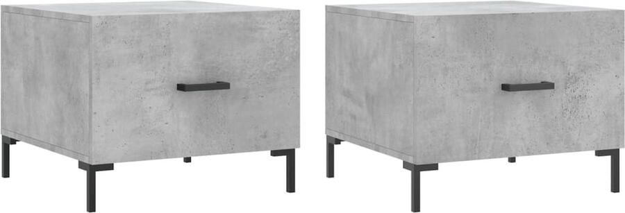 VidaXL Salontafels 2 stuks 50x50x40 cm Betongrijs Salontafel Bijzettafel Beton Grijs Houten Salontafel Salontafeltje Moderne Salontafel Tv Tafel