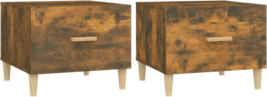 VidaXL Salontafels 2 stuks Gerookt Eiken 50x50x40cm Salontafel Bijzettafel Tafel Houten Tafel Bruine Tafel Gerookt Eiken Livingroom Furniture